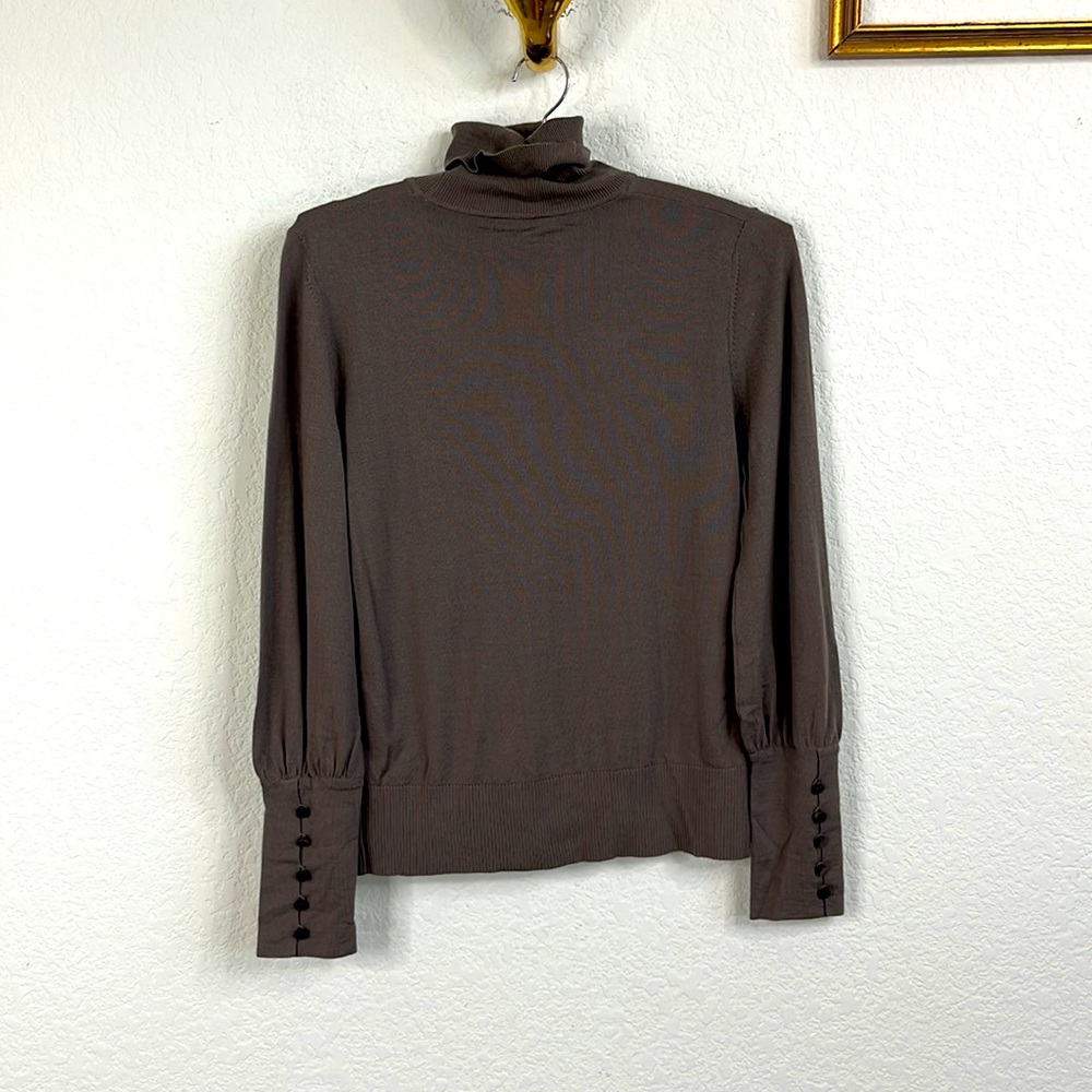 Rena Lange Victorian Button Sleeve Turtleneck Sweater